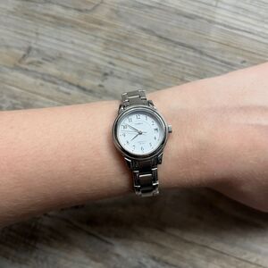 Vintage Timex Watch Small Dainty Women's White Face Silver Antique Old Money